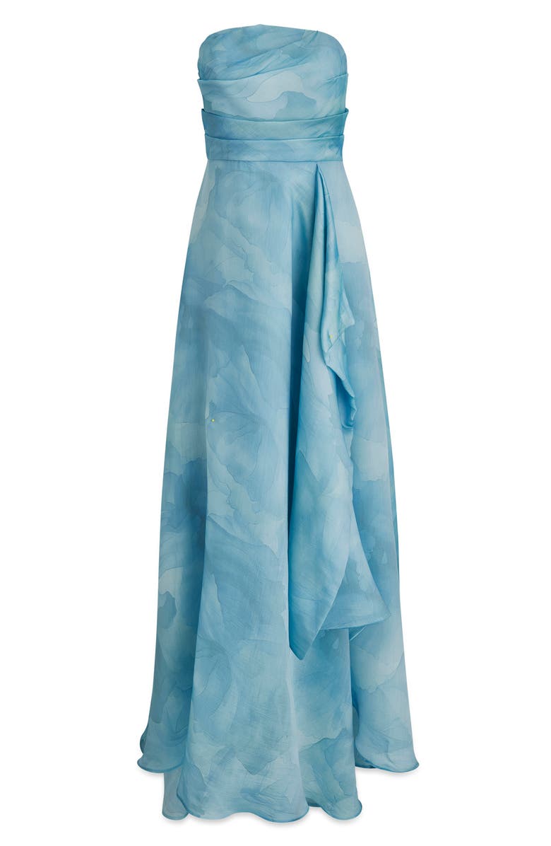 Donna Karan New York Abstract Floral Strapless Gown, Alternate, color, Cielo Multi