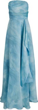 Donna Karan New York Abstract Floral Strapless Gown