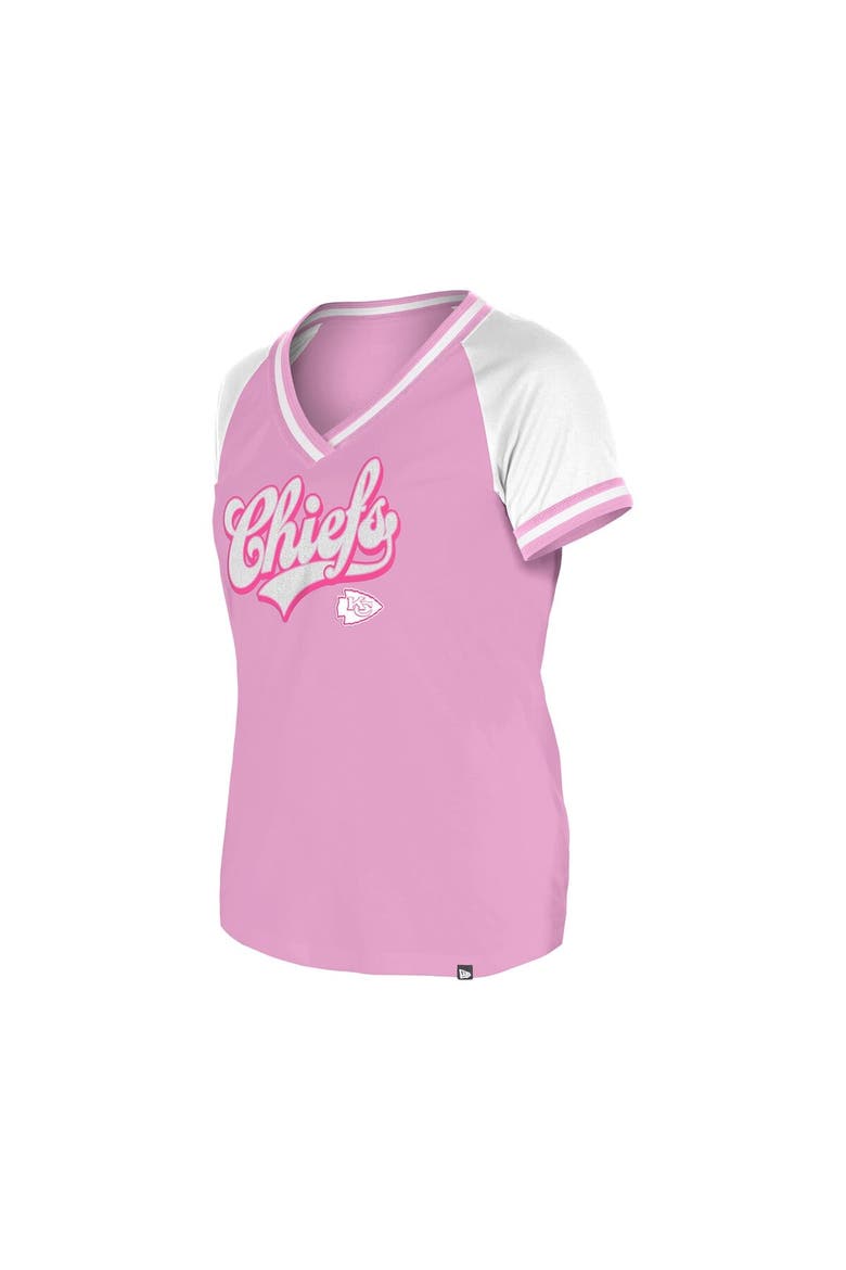 Women's New Era Pink Kansas City Chiefs Mommy & Me V-Neck T-Shirt, Alternate, color, Pink