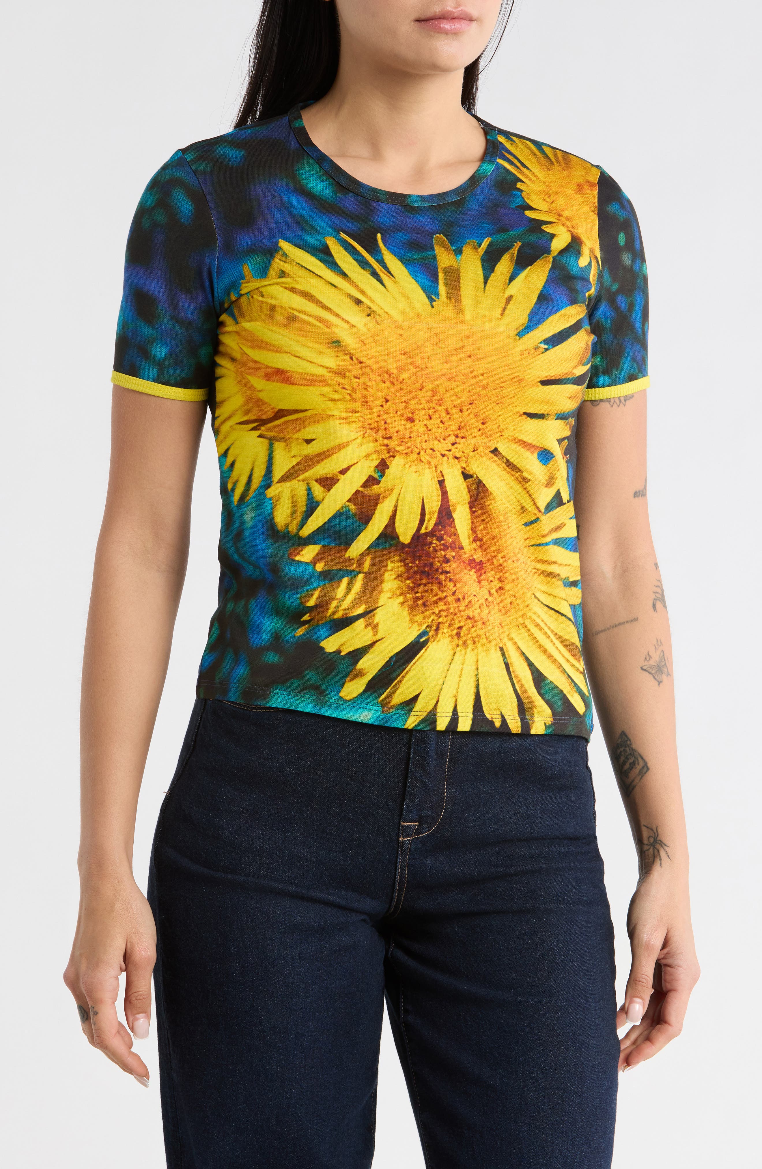 Desigual Floral Ringer T-Shirt