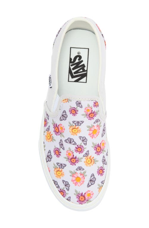 Vans Asher Butterfly Slip-on Sneaker In Butterfly Floral Blanc