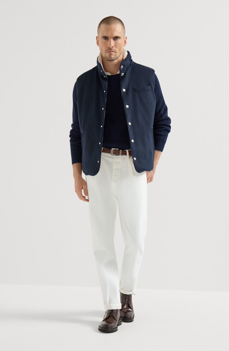 Brunello Cucinelli Flannel down vest, Alternate, color, Navy Blue