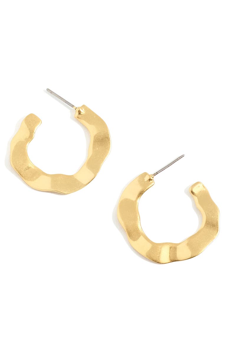 Madewell Wavy Medium Hoop Earrings, Main, color, Vintage Gold