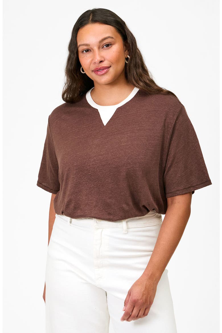 Original Linen V-Stitch T-Shirt, Alternate, color, MOCHA