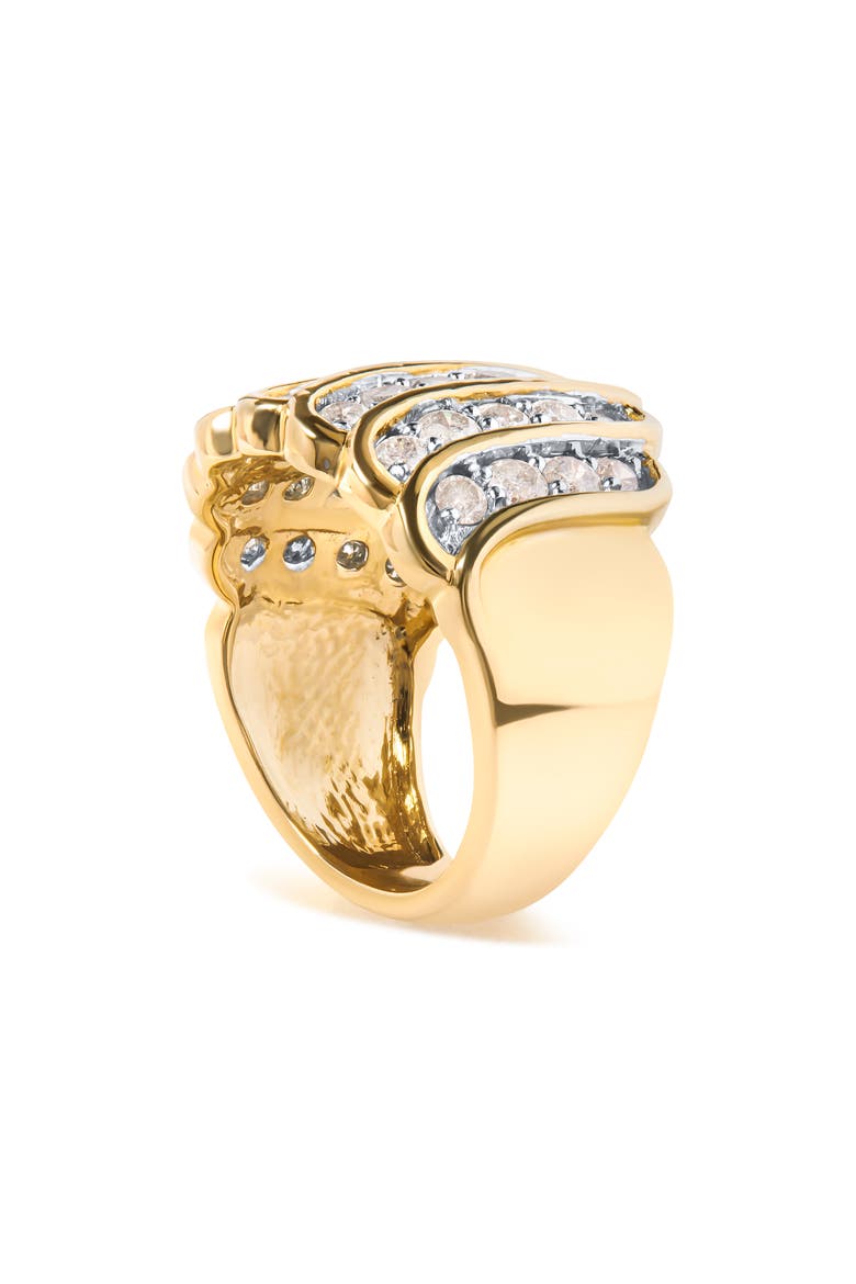 14K Yellow Gold Plated Silver 2.00 Cttw Diamond Multi Row Band Ring, Alternate, color, Yellow