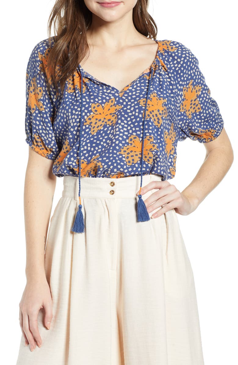 THE ODELLS Metrist Print Blouse, Main, color, 