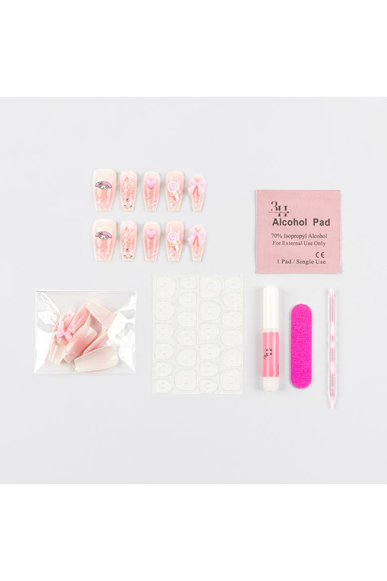 My Melody 3D Luxury Handmade Press-On Nails - 24-Piece Kit, Alternate, color, Baby Pink