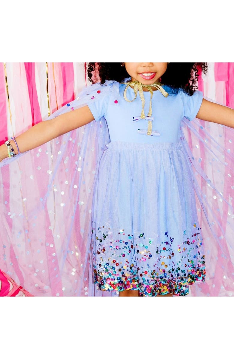 Sweet Wink Lavender Confetti Short Sleeve Tutu Dress, Alternate, color, Lavender