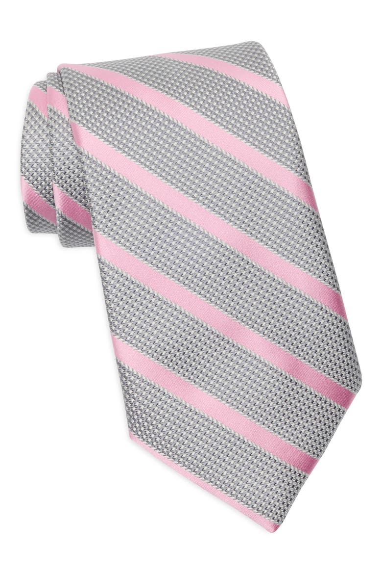 Rian Stripe Tie, Main, color, SILVER