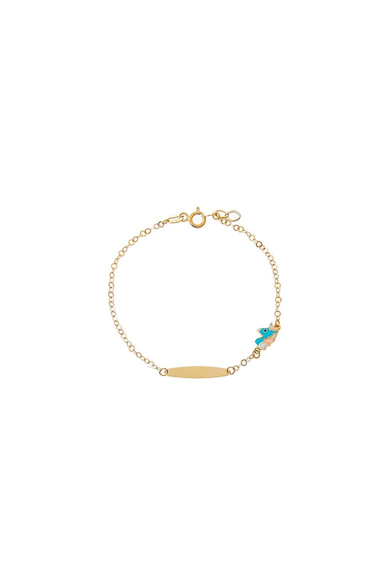 Kids Unicorn Charm ID Bracelet 14K, Main, color, Multi-Color/14K Gold