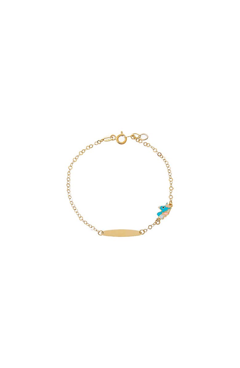 BY ADINA EDEN Kids Unicorn Charm ID Bracelet 14K, Main, color, Multi-Color/14K Gold