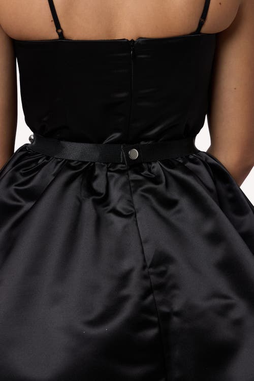 Un Deux Trois Stretchy Satin Rhinestone Belt In Black