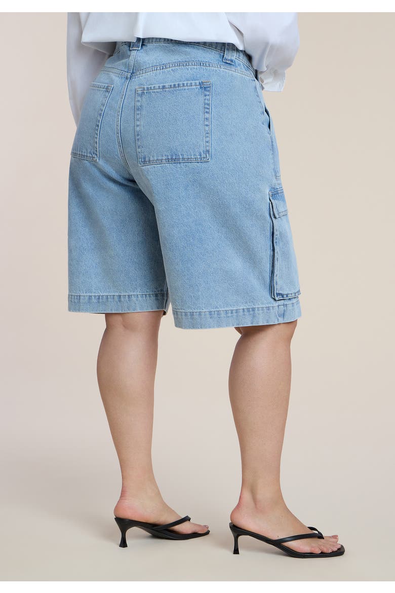 Cargo Denim Bermuda Short, Alternate, color, LIGHT WASH