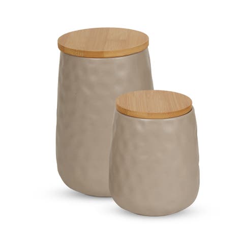 Matte Ceramic Canister Set/3 Dimple Texture