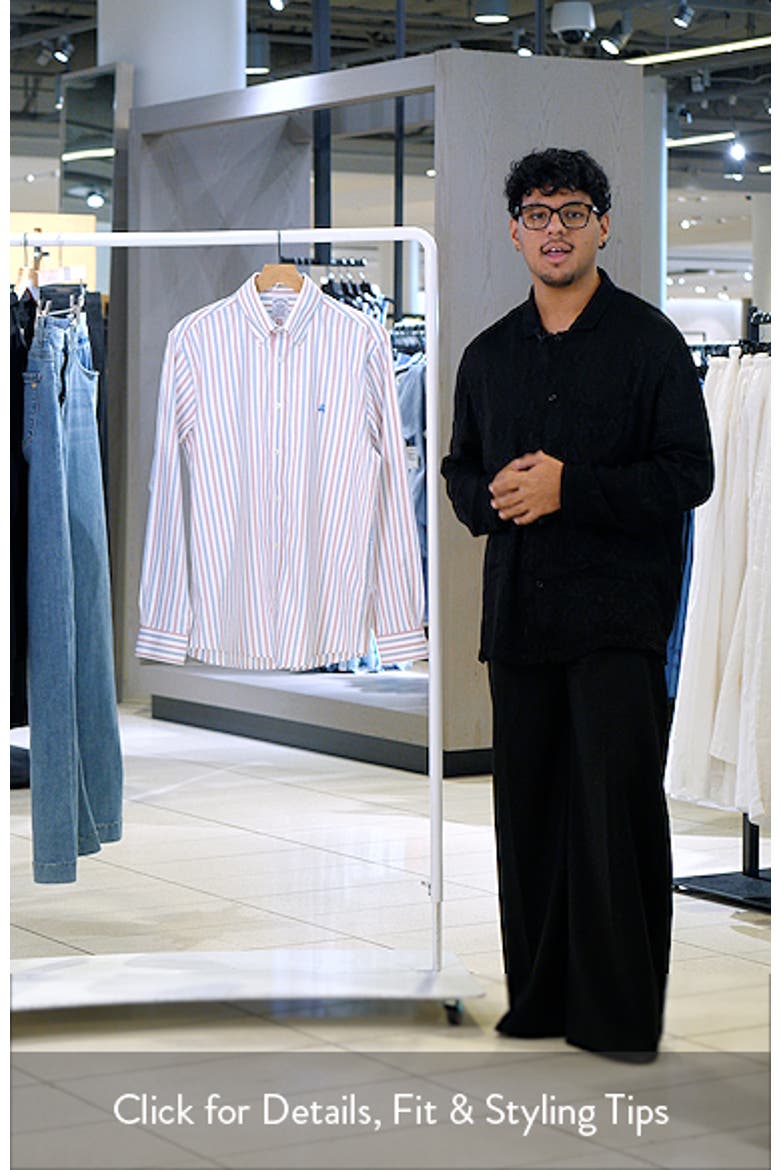 Stripe Non-Iron Oxford Cotton Button-Down Shirt video