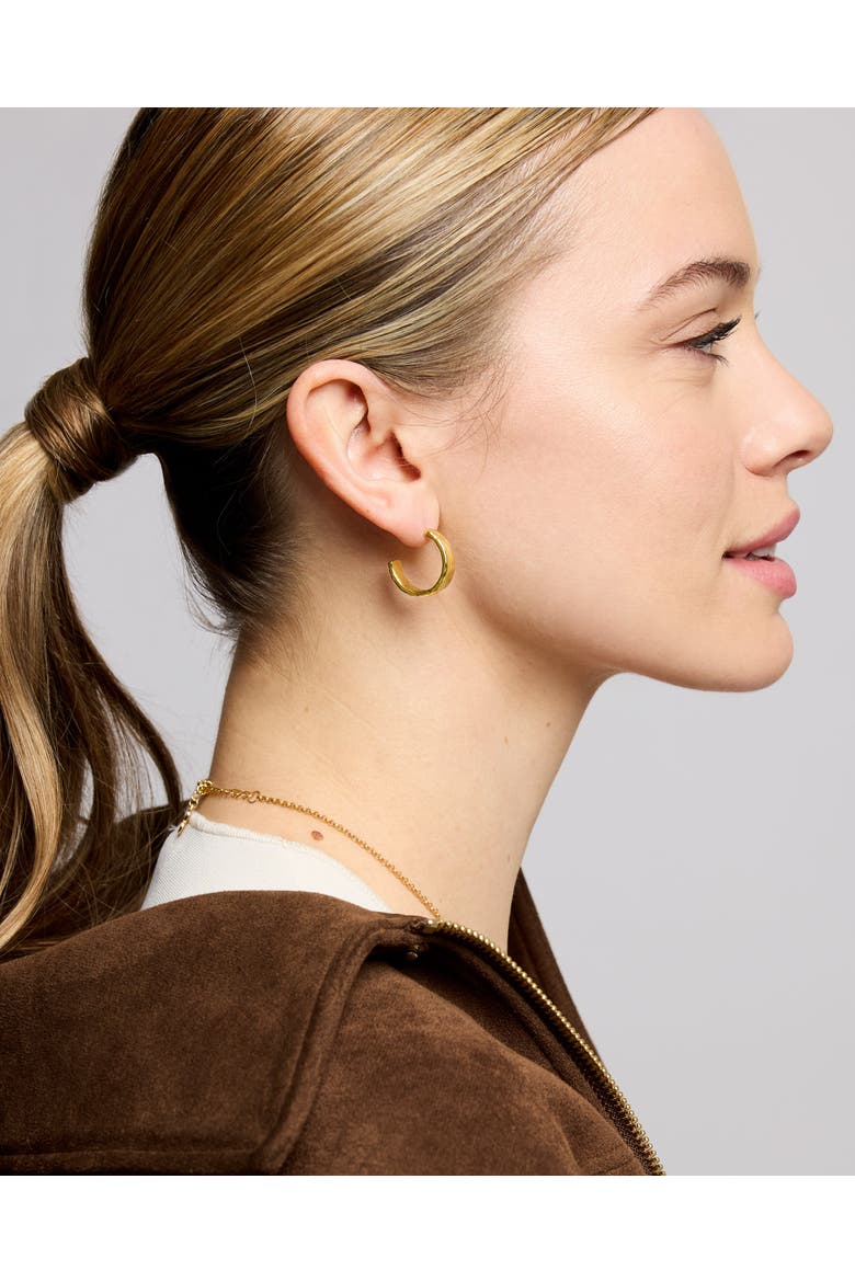 Dela Textured Hoop Earring, Alternate, color, Gold