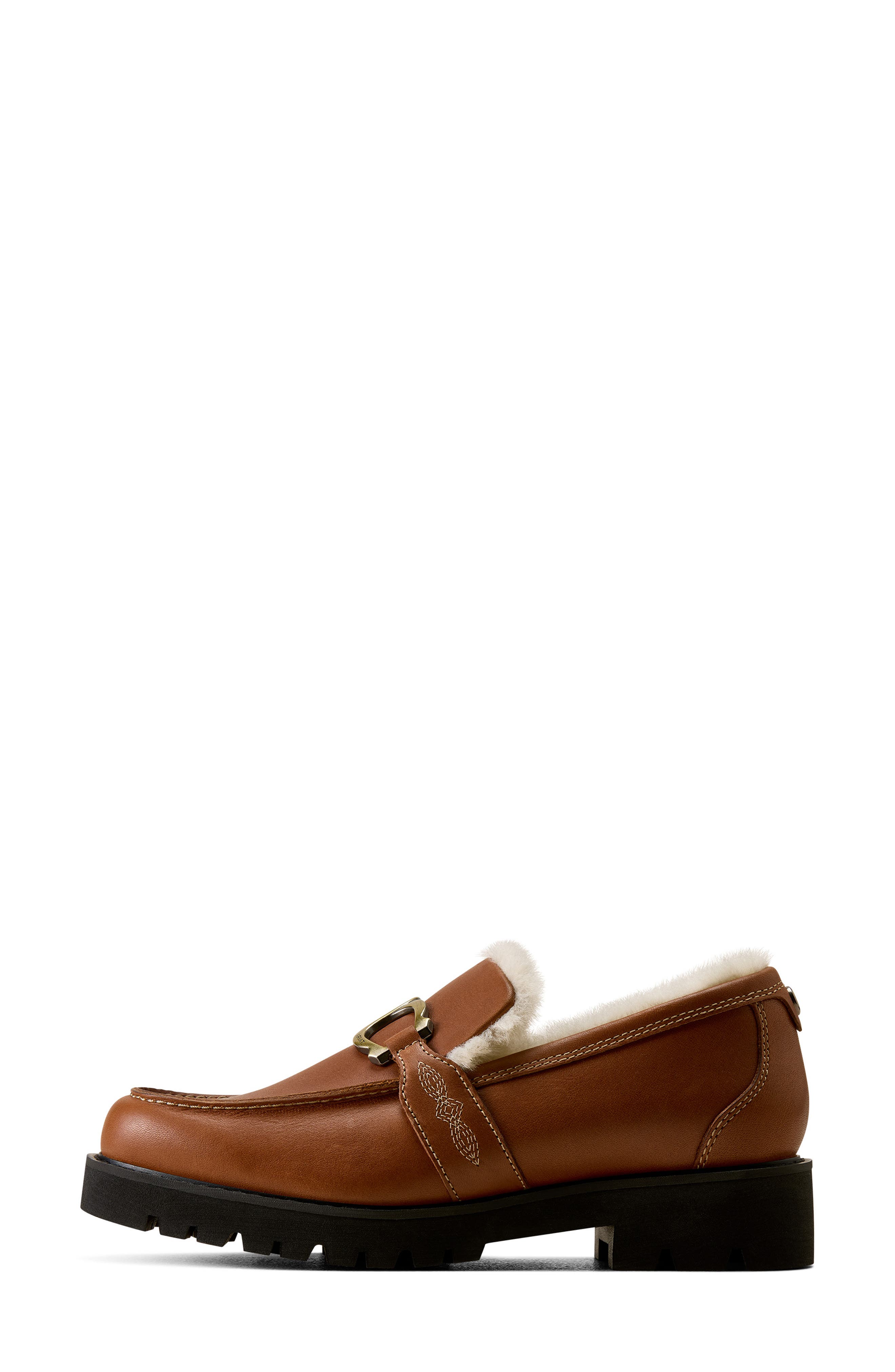 Stratford Faux Shearling Lined Leather Loafer, Alternate, color, AGED COGNAC