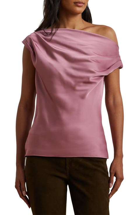 Asymmetric Drape Charmeuse Top