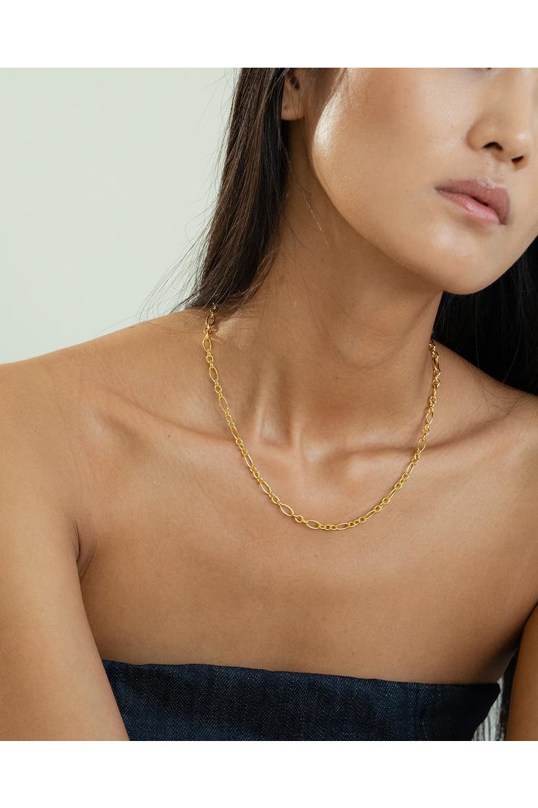 Sterling Silver 18k Gold Plated Seraphina Chain Necklace Trendy Bold Layering, Alternate, color, Gold