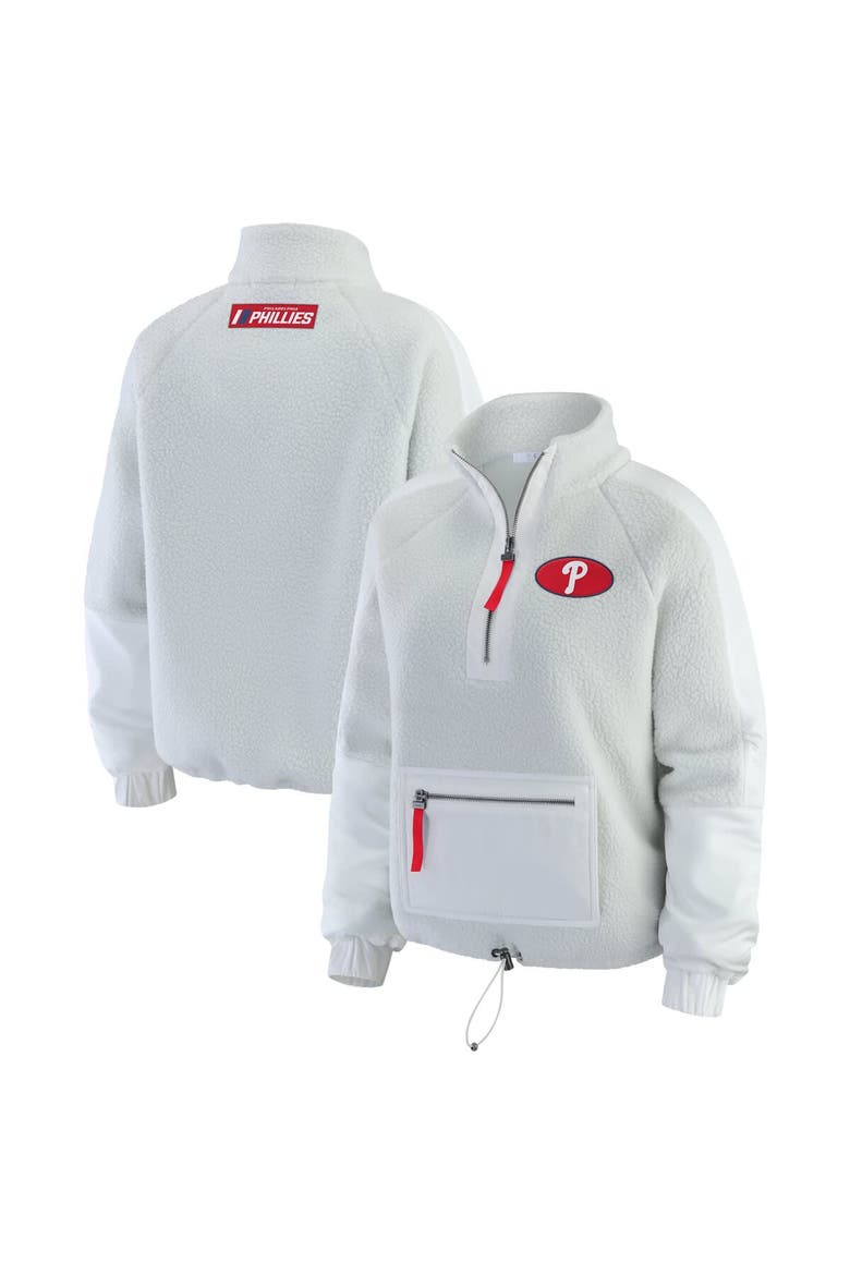 Women's WEAR by Erin Andrews Gray Philadelphia Phillies Polar Fleece Quarter-Zip Jacket, Main, color, Gray