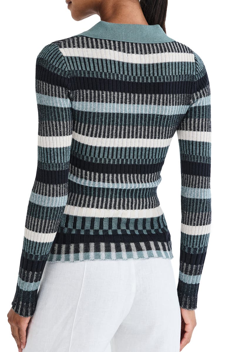 Alp N Rock Luisa Stripe Rib Polo Sweater, Alternate, color,