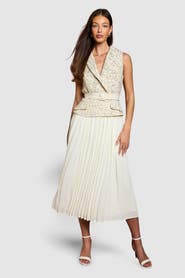 Coast Sleeveless Tweed Belted Midi Dress