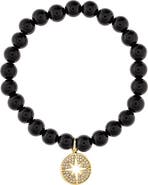 RIVKA FRIEDMAN Starburst Charm Onyx Beaded Bracelet