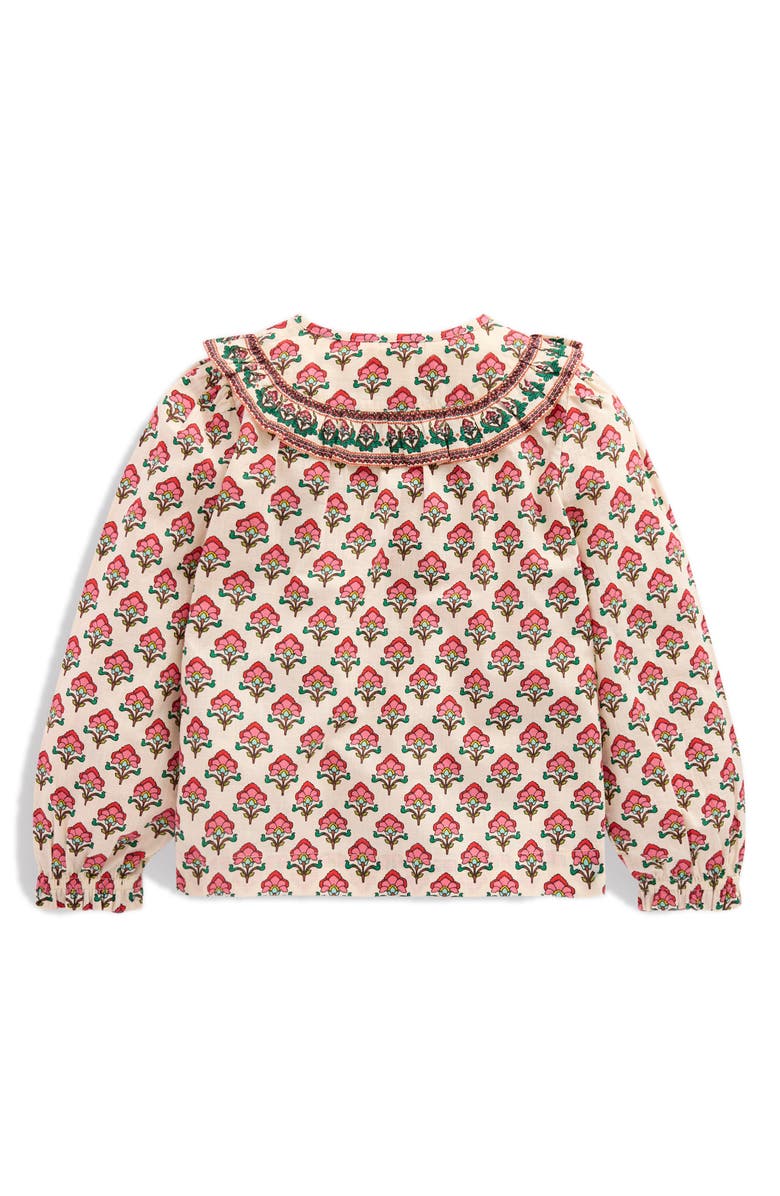 Mini Boden Frill Yoke Top, Alternate, color, Woodblock Flower