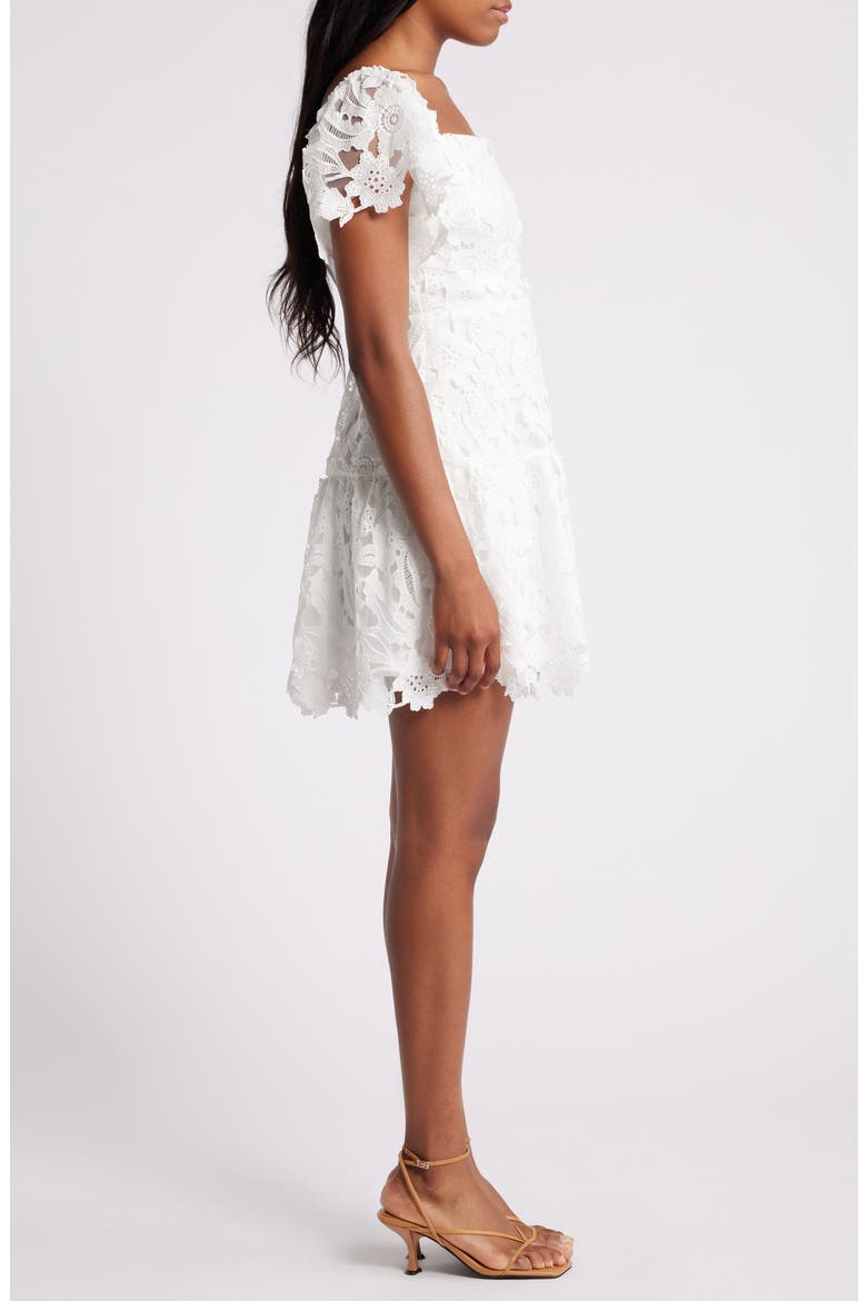 Flutter Sleeve Lace Minidress, Alternate, color, IVORY CLOUD