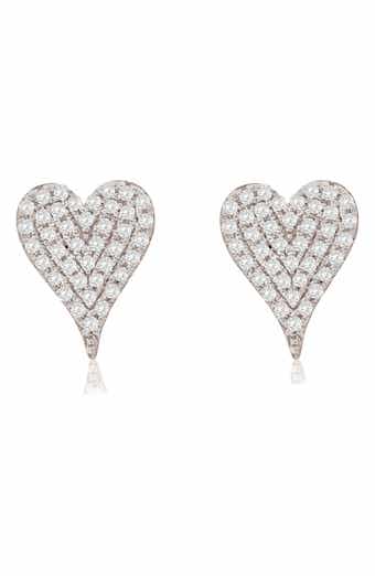 SUZY LEVIAN DIAMONDS 14K Gold Diamond Pavè Heart Stud Earrings - 0.16ct.