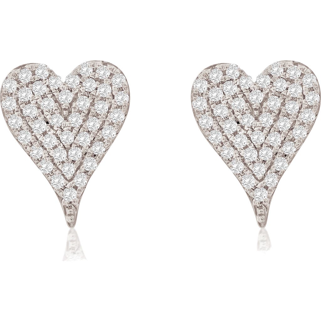 Suzy Levian Diamonds 14k Gold Diamond Pavè Heart Stud Earrings In Gold