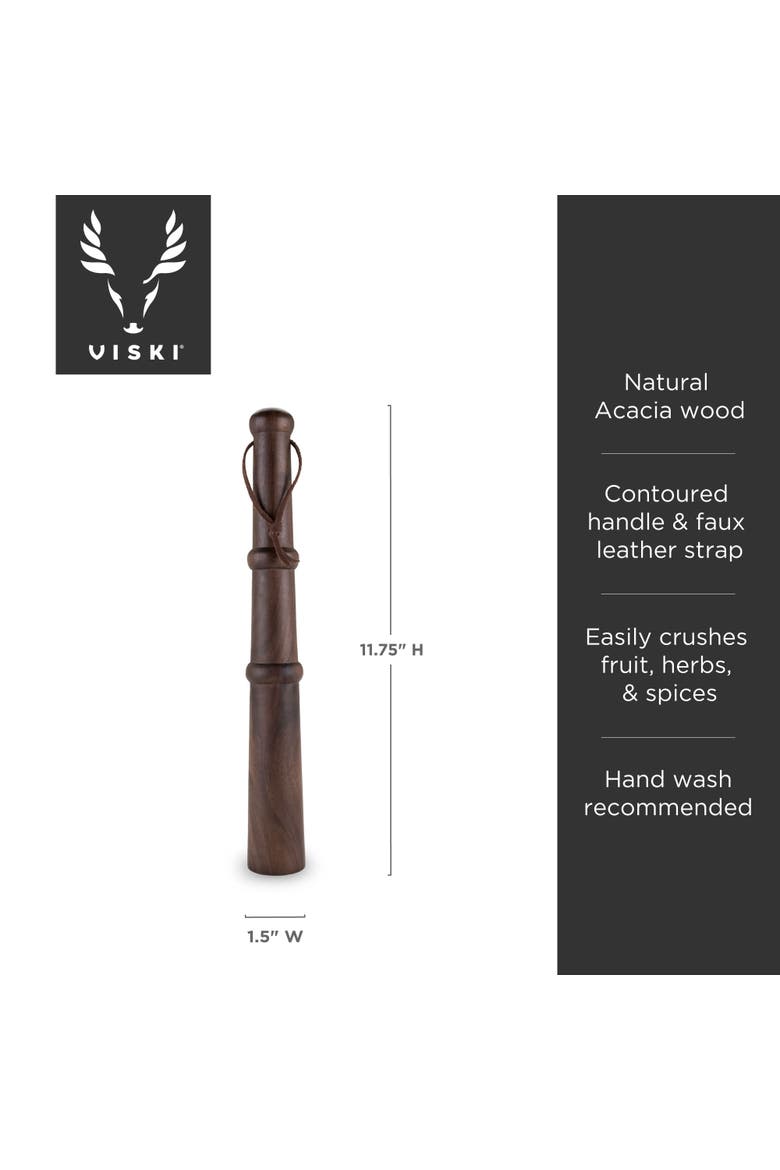 Professional 12" Muddler with Acacia Wood, Alternate, color, Brown
