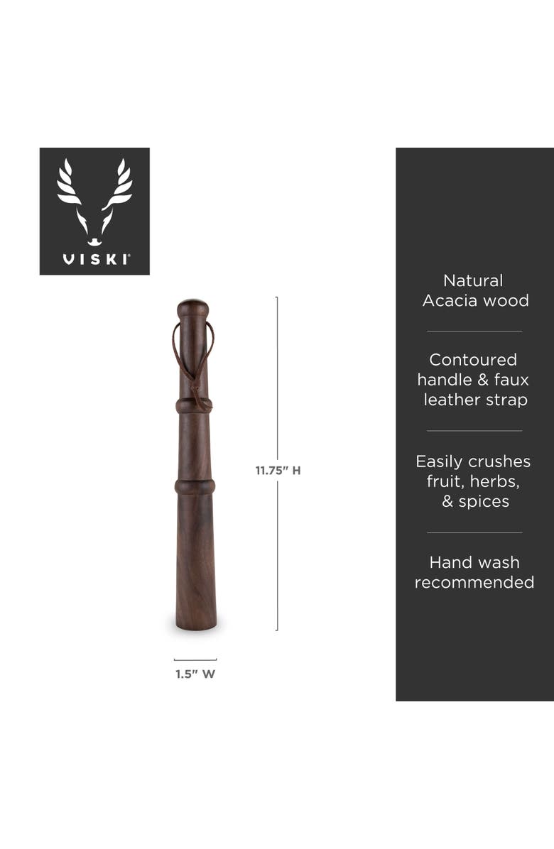 Viski Professional 12" Muddler with Acacia Wood, Alternate, color, 