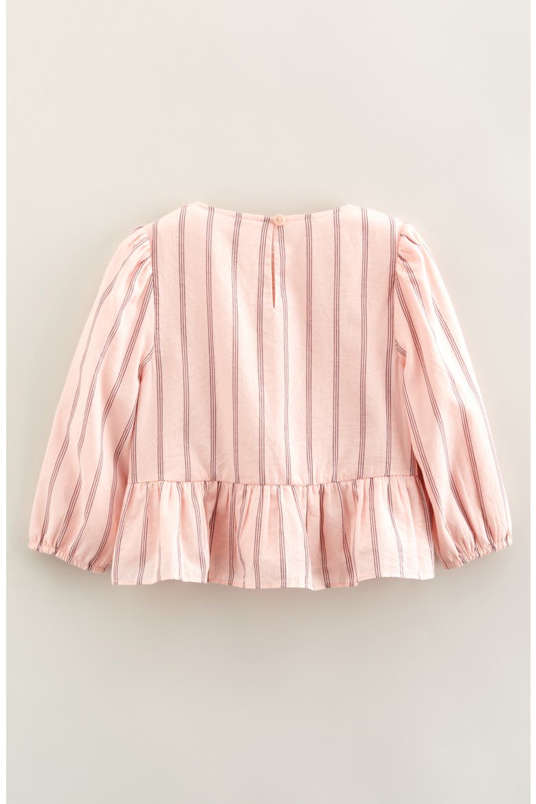 Kids' Bow Front Peplum Cotton Top, Alternate, color, PINK PURPLE PIN STRIPE