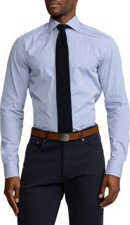 Ralph Lauren Purple Label Basic Bengal Stripe Cotton Poplin Button-Up Shirt