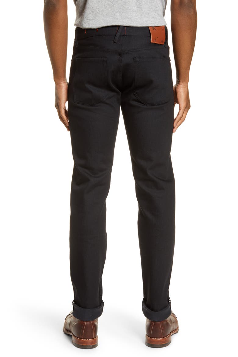 The Pen Slim 10.5-Ounce Stretch Selvedge Jeans, Alternate, color, BLACK RAW