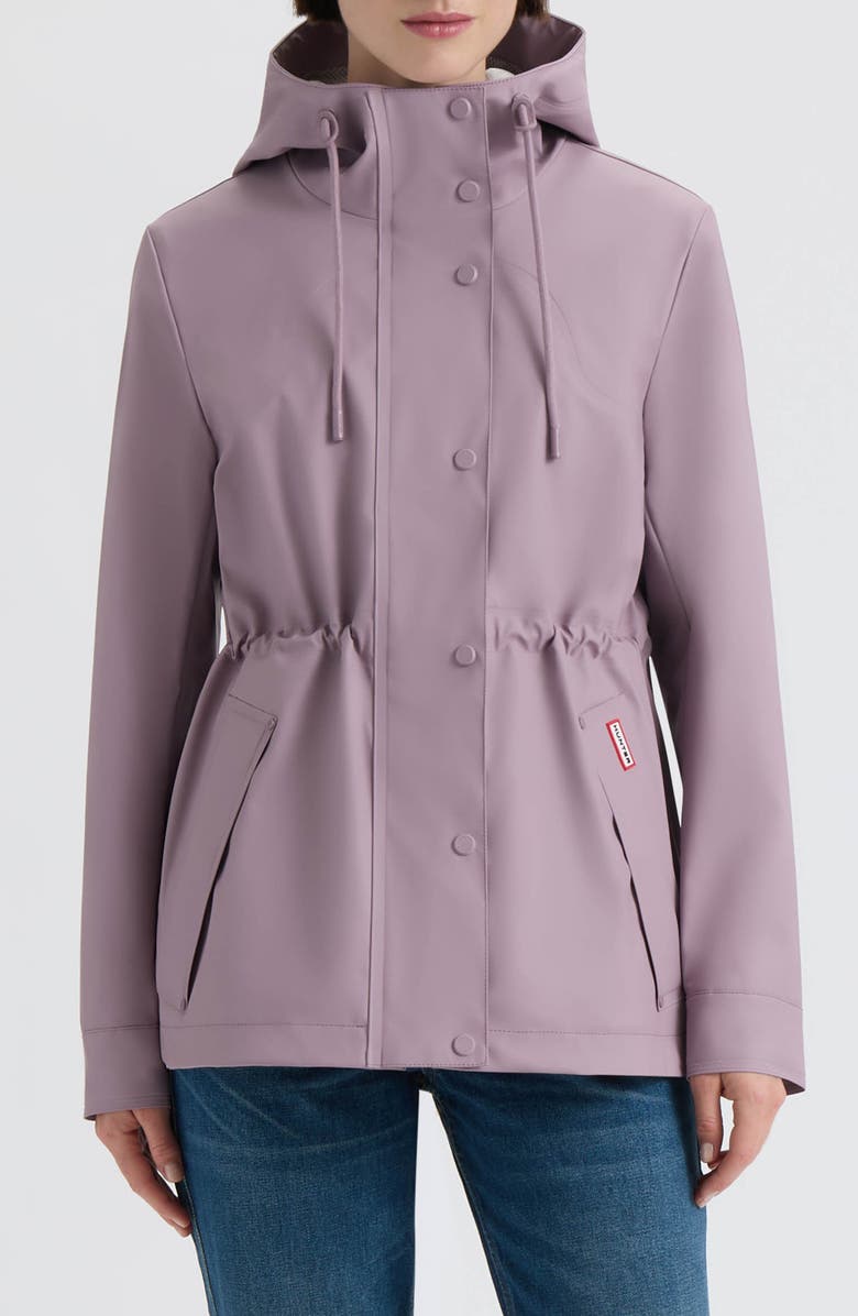 Hunter Abbey Short Rubberized Rain Jacket, Main, color, Dusty Lilac