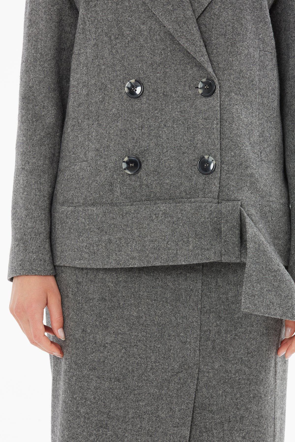 Front Button Wool-Blend Cropped Tailored Jacket - image 2