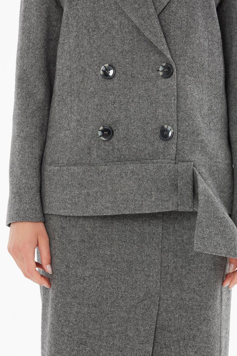 Front Button Wool-Blend Cropped Tailored Jacket, Alternate, color, Grey