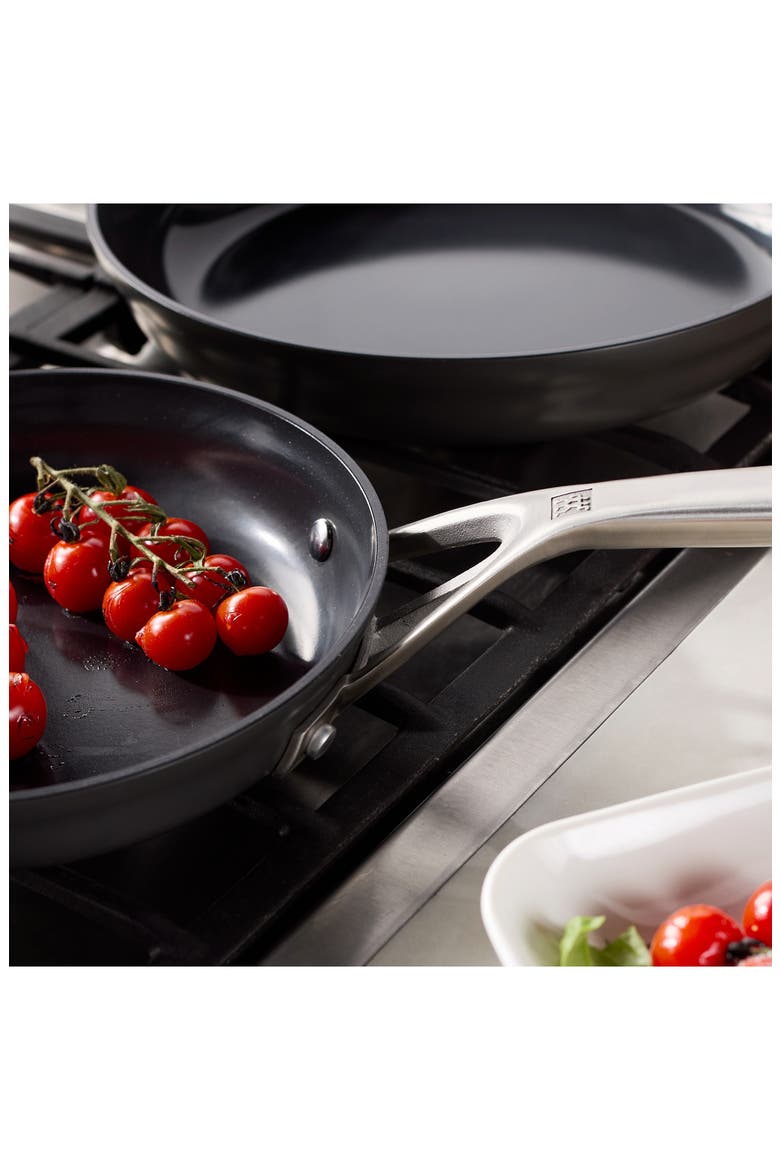 Motion Ceramic 3-Piece Hard Anodized Fry Pan Set, Alternate, color, BLACK