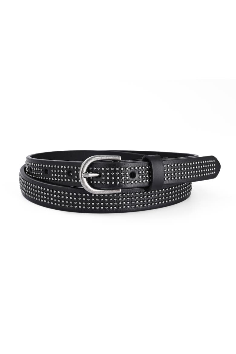 Stud Genuine Leather Slim Studded Everyday Belt, Main, color, Black