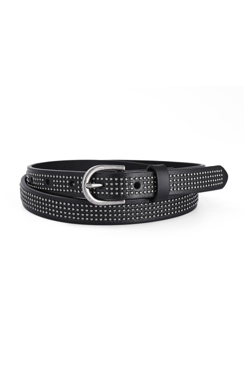 OLD TREND Stud Genuine Leather Slim Studded Everyday Belt, Main, color, Black