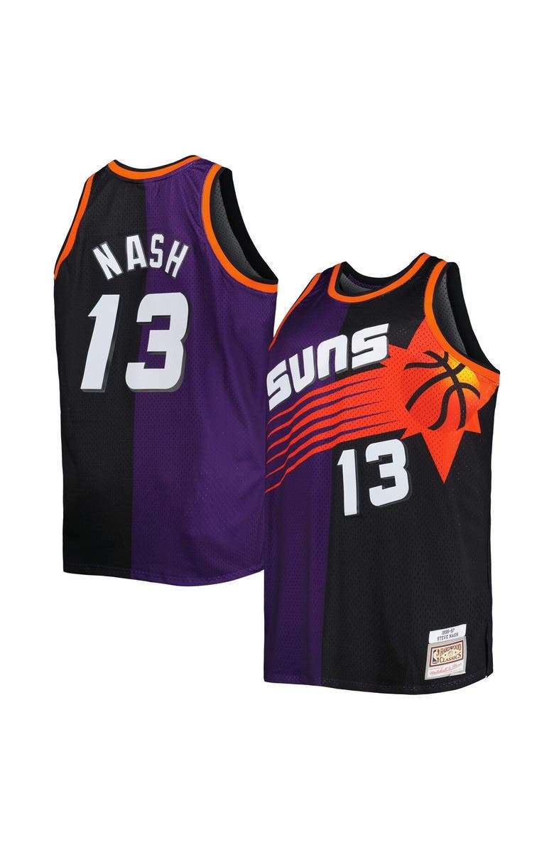 Mitchell & Ness Men's Mitchell & Ness Steve Nash Purple/Black Phoenix Suns Big & Tall Hardwood Classics 1996/97 Split Swingman Jersey, Main, color, Purple