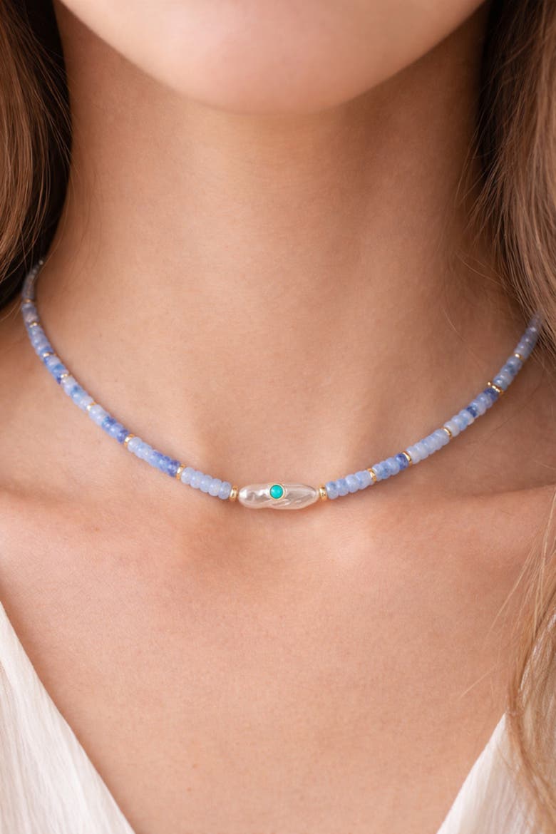 Blue Lagoon Pearl Necklace, Alternate, color, Blue
