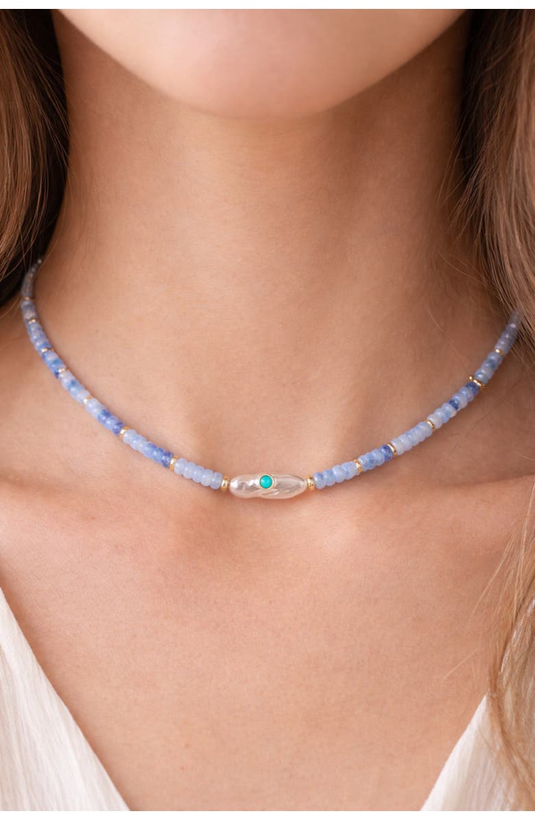 Erin McDermott Jewelry Blue Lagoon Pearl Necklace, Alternate, color, Blue