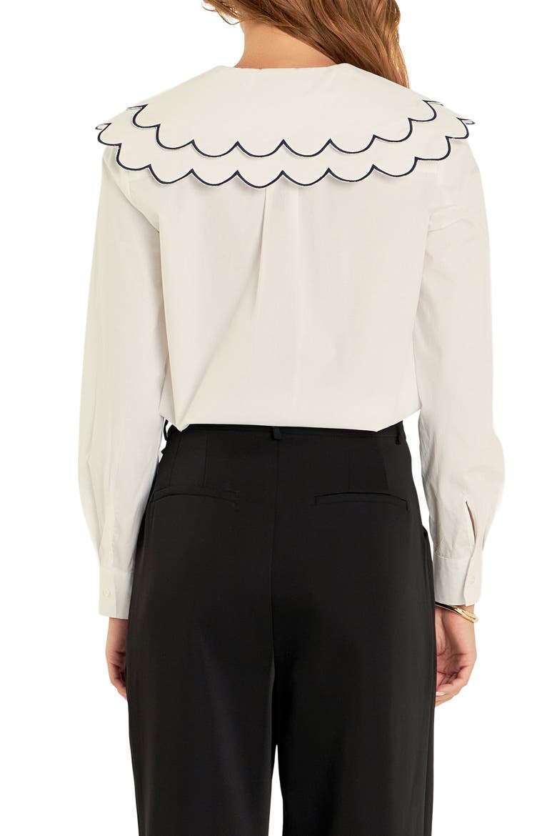 Scallop Embroidered Collar Shirt, Alternate, color, WHITE