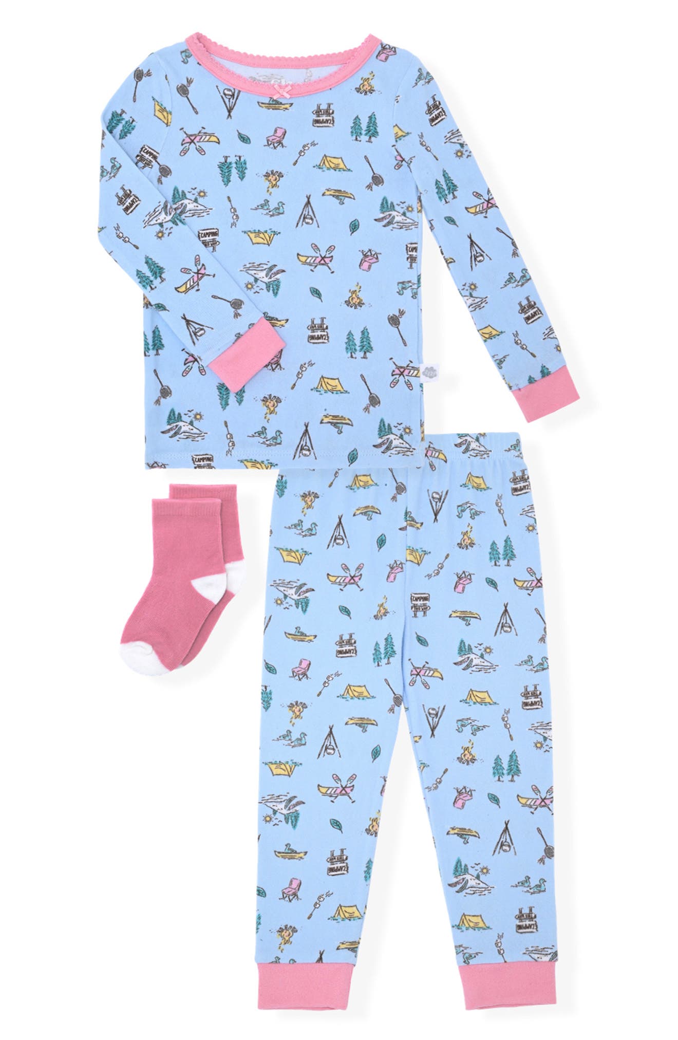 SLEEP ON IT Fitted Two-Piece Pajamas & Socks Set