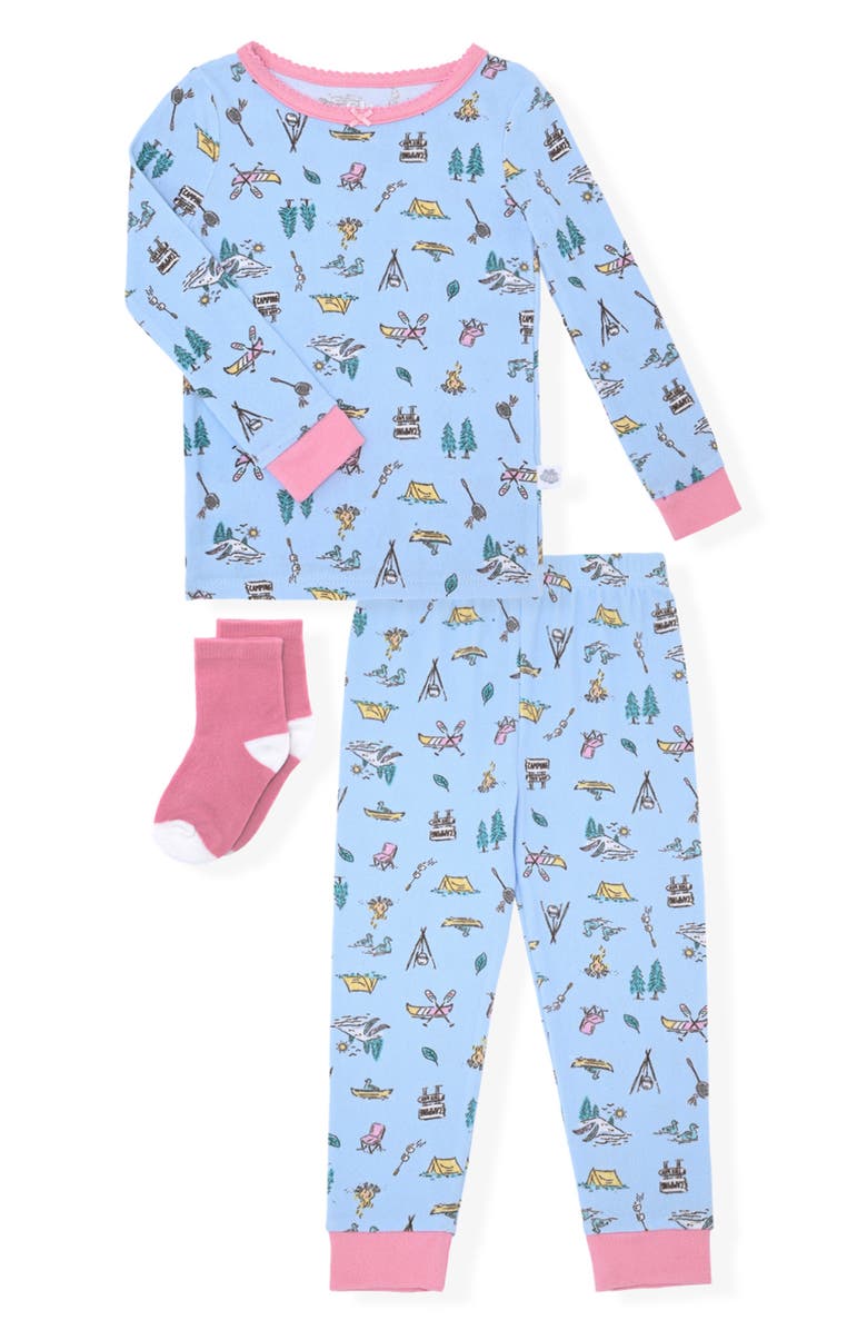 SLEEP ON IT Fitted Two-Piece Pajamas & Socks Set, Main, color,
