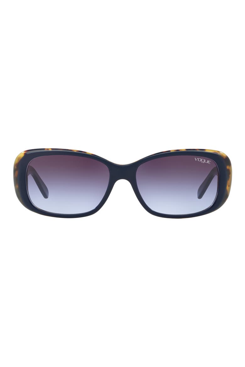55mm Gradient Rectangular Sunglasses, Main, color, TORT BLUE