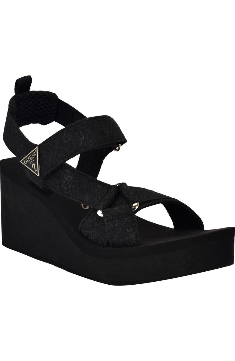 GUESS Daysa Slingback Platform Wedge Sandal, Main, color, Black